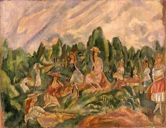 Giovani donne in un paesaggio, c.1920