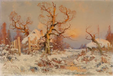 Paesaggio invernale al tramonto
