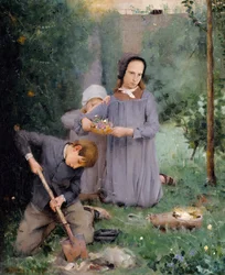 Bambini che seppelliscono un uccello, 1878