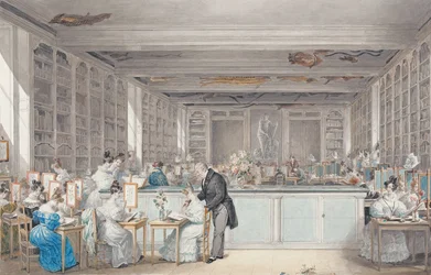 La scuola di disegno botanico di Pierre-Joseph Redouté nella Salle Buffon nel Jardin des Plantes, 1830