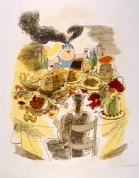 Illustrazione umoristica del vino 1946