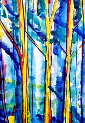 Foresta astratta ad acquerello
