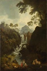 Cascata con bagnanti