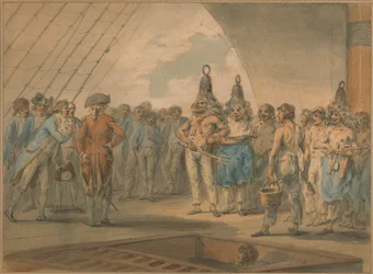 Cerimonia del passaggio della linea a bordo della nave, "Vestal"