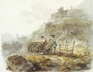 Metodo di ottenimento della torba dalle colline vicino a Mallwyd, c.1792