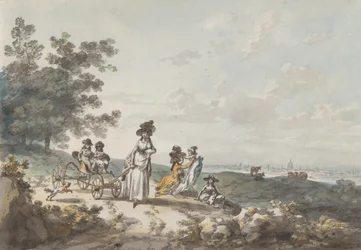 Veduta di Londra con St. Paul in lontananza: Donna e Bambini con Carrozzina, 1787