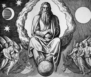 Dio si riposa dopo la creazione del mondo