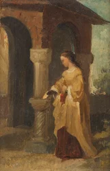 Ragazza davanti alla chiesa