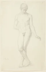 Studio di un giovane nudo in piedi