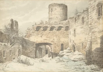 Vista Invernale del Cortile di un Castello Medievale in Rovina, 1832