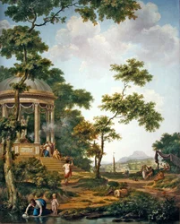 Paesaggio arcadico con un tempio