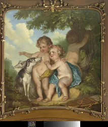 Tre bambini con due cani