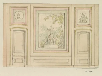 Disegno progettuale per una parete di una stanza con due porte
