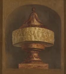 Carta da parati con vaso decorativo