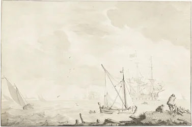 Nave da guerra sulla spiaggia