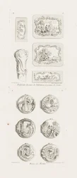 Differenti Disegni per Tabacchiere e Manico di Bastone, 5a Tavola, tav. 53 in Oeuvre de Juste-Aurèle Meissonnier