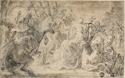 Zenobia circondata da soldati a cavallo