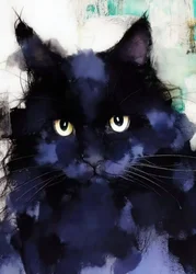 Misterioso ritratto di un gatto nero