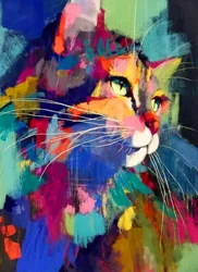 Gatto astratto dai colori vivaci