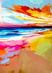Tramonto vivace sulla spiaggia