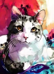Dipinto vivace raffigurante un gatto
