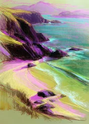 La vivace spiaggia sulla scogliera