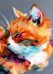 Gatto addormentato dai colori vivaci