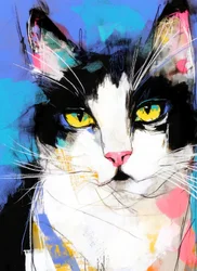 Gatto Tuxedo dai colori vivaci