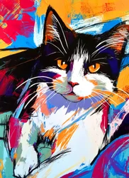 Gatto Tuxedo dai colori vivaci