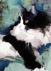 Ritratto vivace di un gatto Tuxedo