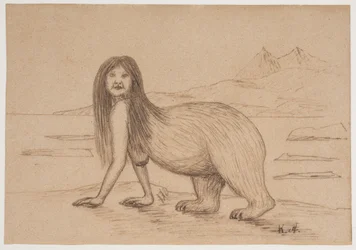 Donna con la parte posteriore del corpo di un orso polare (illustrazione per una leggenda Inuit)