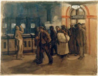 K. Kollwitz, lavoratori di ritorno alla stazione di Lehrter