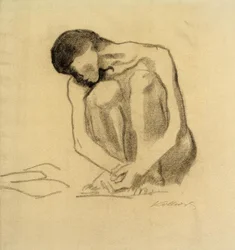 K. Kollwitz, Nudo femminile accovacciato