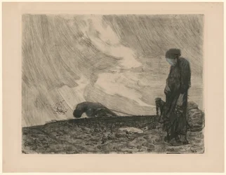 Aratore con donna in piedi in primo piano (3a versione scartata per il foglio 1 da «Guerra dei contadini», 6o stato)