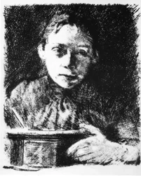 Autoritratto al tavolo da disegno