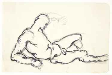 Studio di uomo nudo sdraiato. Studio per la figura di Adamo nel gruppo "Eva risvegliata"