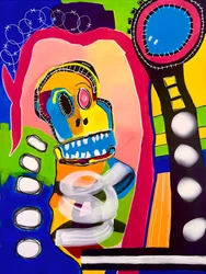 Teschio di scimmia dai colori vivaci