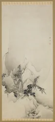 Paesaggio invernale: una gola, periodo Edo, 1883