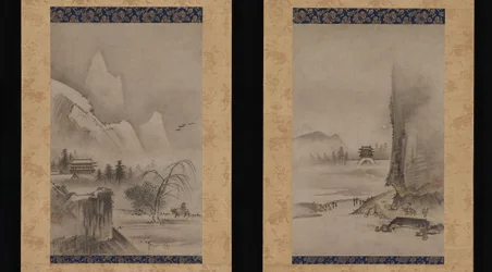 Due vedute dagli Otto panorami dei fiumi Xiao e Xiang, inizio XVI secolo