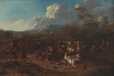 Scaramuccia di cavalleria in una fortezza