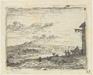 Paesaggio italianizzante con carro presso una locanda
