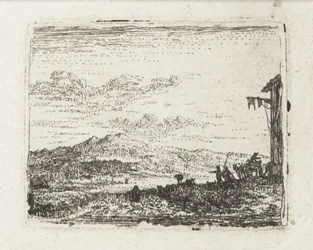 Paesaggio italianizzante con carro vicino a una locanda