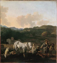 Contadini e cavallo bianco