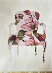 Sedia con motivi floreali rosa