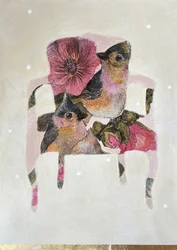 Uccelli floreali in stile shabby chic