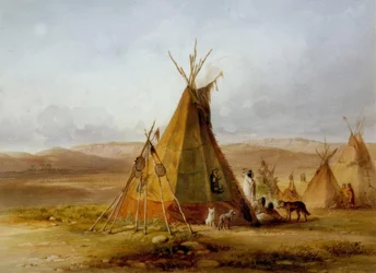Accampamento degli Assiniboin / Tipi / Karl Bodmer
