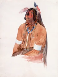 Forse Ahschüpsa-Masihichsi, Uomo Hidatsa (acquerello e grafite su carta)