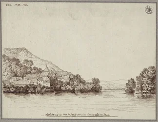 Veduta di un villaggio presso Graz da un ponte sulla Mur