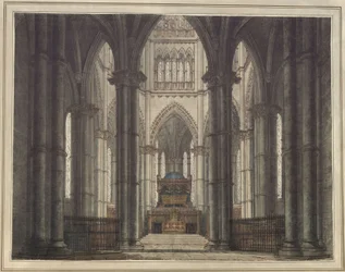 Axel e Walburg. Tragedia di Adam Oehlenschläger. Bozzetto per una scenografia. Interno di una chiesa funeraria