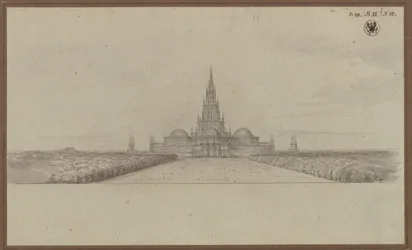 Berlino. Progetto di una cattedrale come monumento alle guerre di liberazione (Cattedrale della liberazione), con torre di crociera e cupole sui bracci del transetto